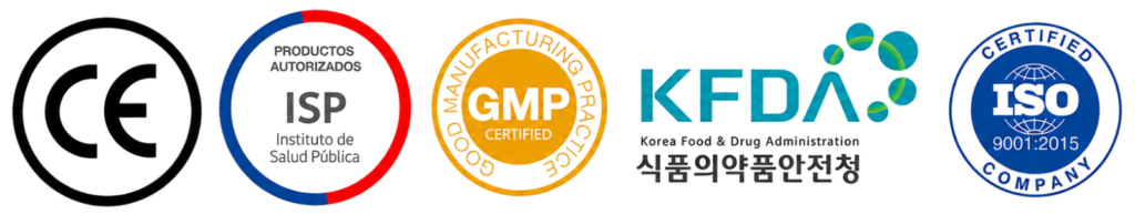 Certificaciones de calidad y sellos sanitarios GMP y KFDA de insumos de medicina estética en Chile - Deusa